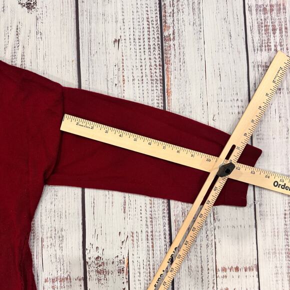 Brooks Brothers Merino Wool V-Neck Sweater Women’s L Burgundy 3/4 Sleeve - Picture 7 of 7